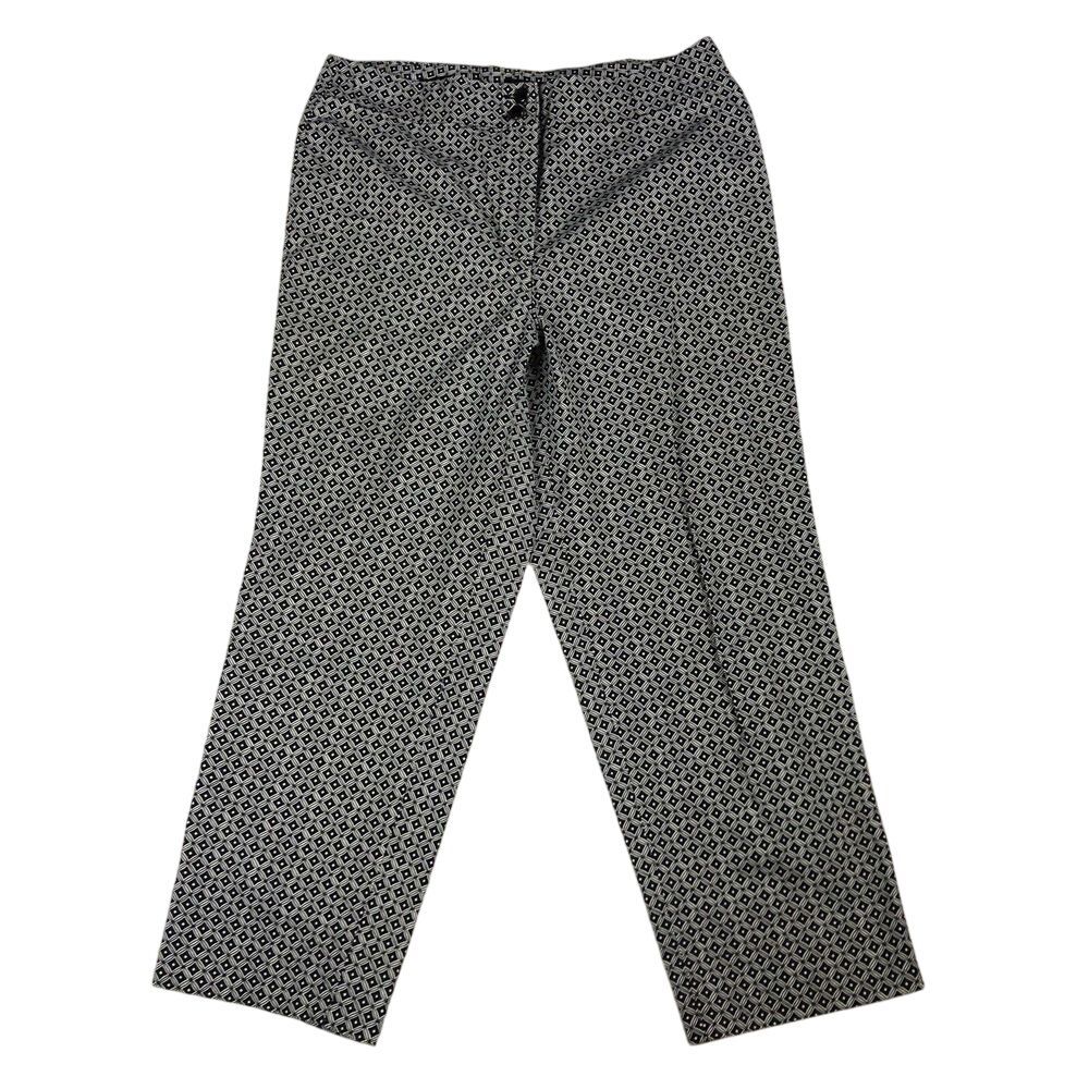 Talbots Heritage Women Ankle Pant Black White Geometric Pattern Size 12